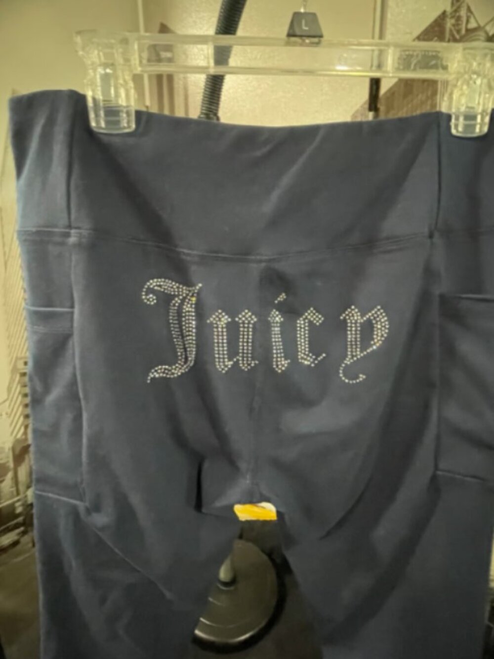 Juicy Couture Sport Navy Leggings with Rhinestone Juicy High Waist SZ Large - Picture 4 of 6
